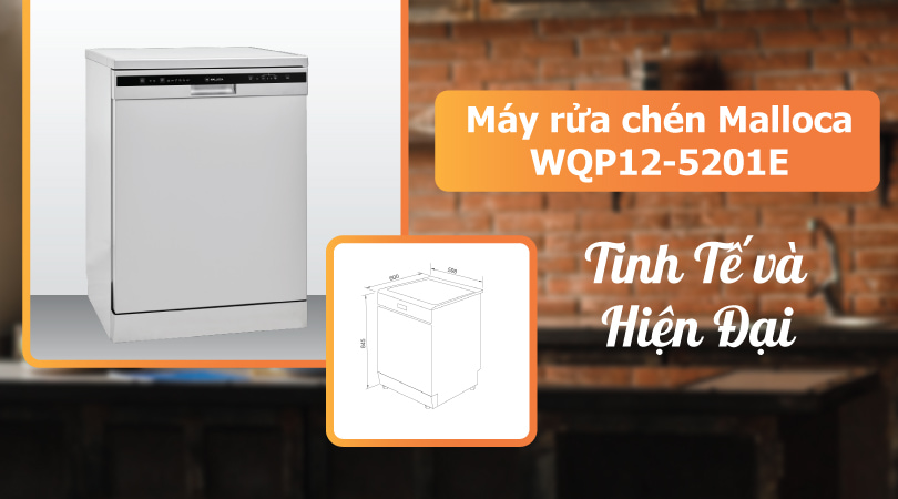 Máy rửa chén Malloca WQP12-5201E